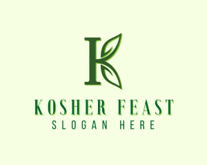 Organic Leaf Letter K logo design