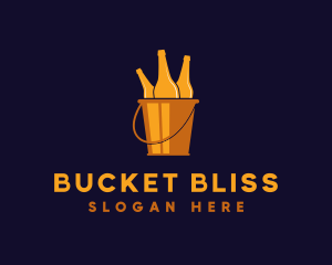 Gold Beer Bucket Pub logo design