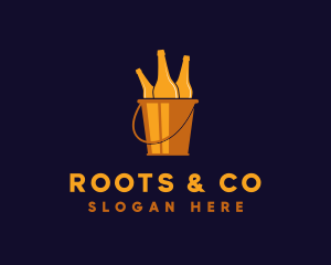 Gold Beer Bucket Pub logo design