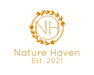 Nature Autumn Wreath  logo design