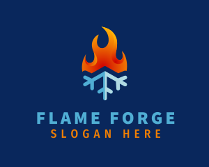 Gradient Flame Snowflake  logo design