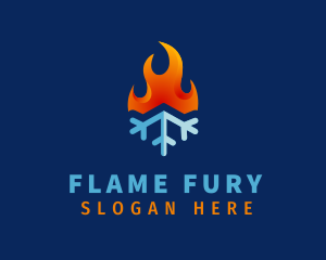 Gradient Flame Snowflake  logo design