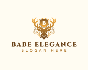 Deer Floral Shield logo design