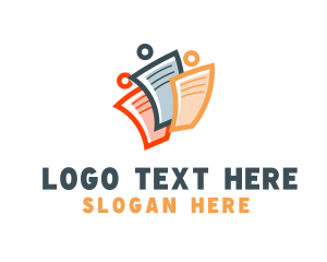 Literacy - People Learning Paper logo design