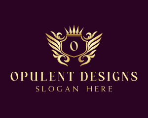 Premium Wing Crown Crest logo design