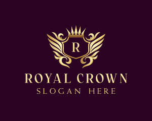 Premium Wing Crown Crest logo design