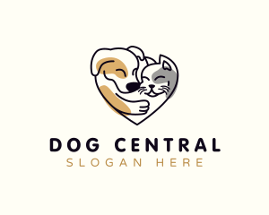 Cat Dog Pet Love logo design