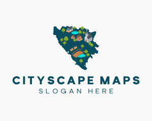 Bosnia Country Map logo design