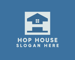 Blue House Letter H  logo design