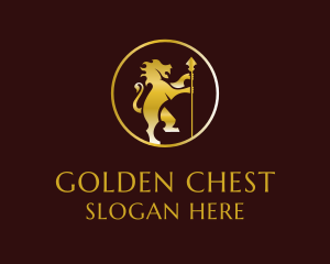 Gold Lion Spear logo design