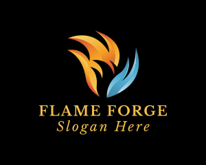 Heating Cooling Flame logo design