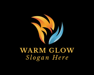 Heating Cooling Flame logo design