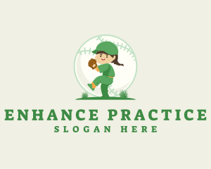 Baseball Kid Pitcher logo design