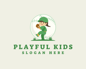 Baseball Kid Pitcher logo design