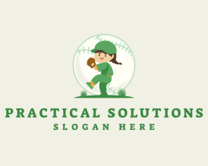 Baseball Kid Pitcher logo design