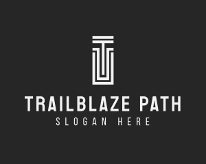 Column Path Maze Letter T logo design