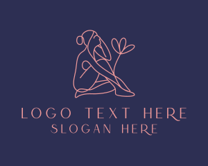 Beauty Nude Woman Flower logo