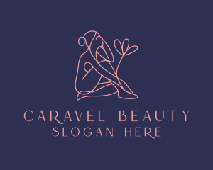 Beauty Nude Woman Flower logo design