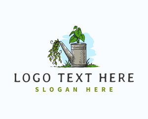 Gardener Watering Can Landscaping logo