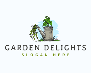 Gardener Watering Can Landscaping logo design