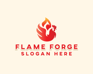 Flame Barbecue Chicken logo design