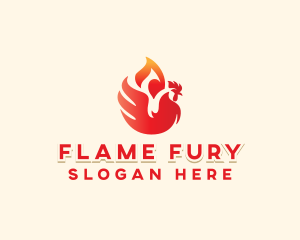 Flame Barbecue Chicken logo design