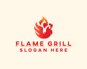 Flame Barbecue Chicken logo design