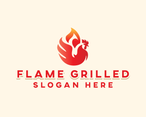 Flame Barbecue Chicken logo design