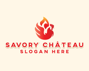 Flame Barbecue Chicken logo design