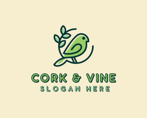 Cute Green Bird logo design