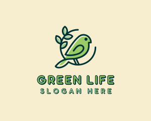 Cute Green Bird logo design