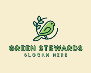 Cute Green Bird logo design