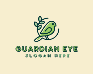 Cute Green Bird logo design