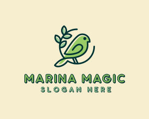 Cute Green Bird logo design