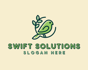 Cute Green Bird logo design