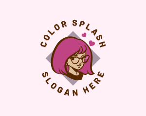 Cute Glasses Girl logo design