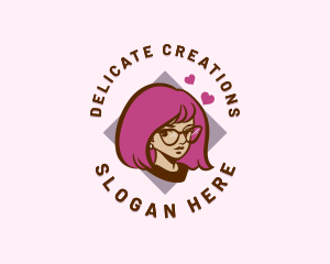 Cute Glasses Girl logo design