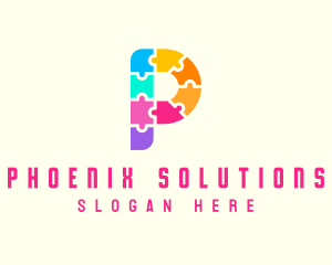 Colorful Puzzle Letter P logo design