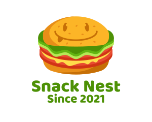 Happy Burger Snack  logo design