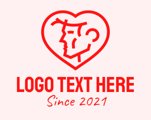 Affection - Male Profile Heart logo design
