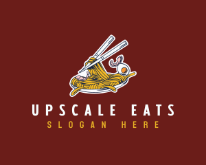 Noodles Chopsticks Dish logo design