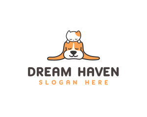 Sleeping Puppy Kitten logo design