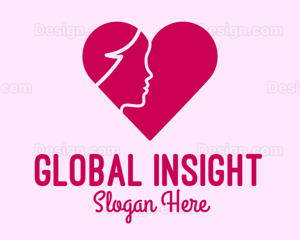 Woman Face Heart Logo