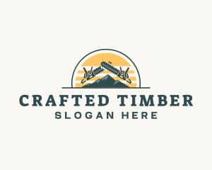 Chainsaw Woodwork Mountain logo design