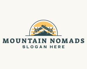 Chainsaw Woodwork Mountain logo design