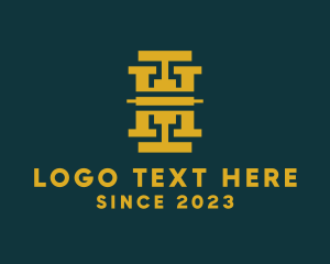 Golden Column Letter H logo