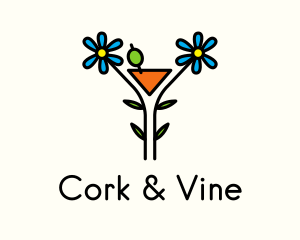 Organic Cocktail Flower Drink logo design