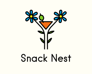 Organic Cocktail Flower Drink logo design