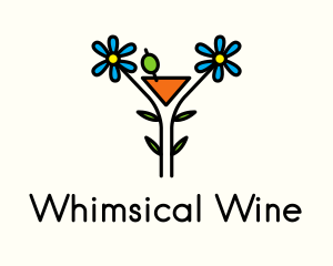 Organic Cocktail Flower Drink logo design