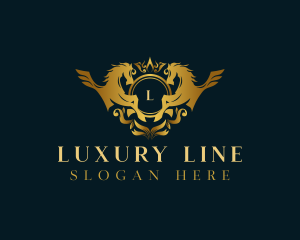 Horse Pegasus Luxury Ornament logo design